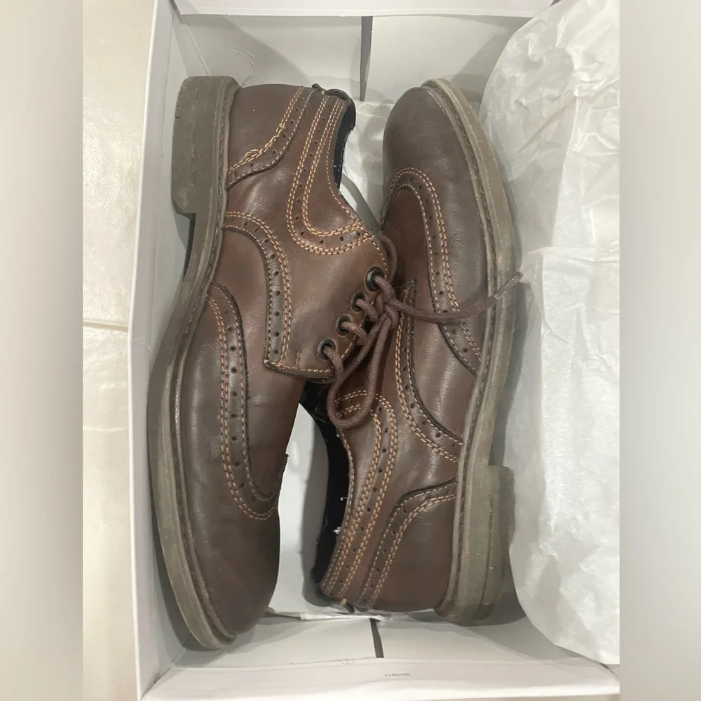 Calvin Klein Jeans Milo Burnished Smooth Oxford Men's 9M DK Brown Dress Shoe